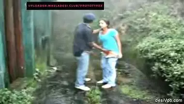 Mangalore horny couple stand fuck doggy and cum in Windy rainy forest