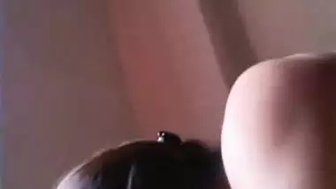 Amateur Ahmedabad big milk cans college gal gives oral-job before riding