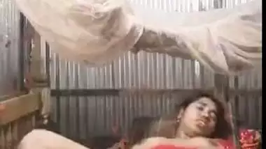 Big-assed Desi whore spreads legs to rub her twat for XXX video