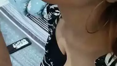 The man shoots a blowjob MMS of a whore sucking his cock