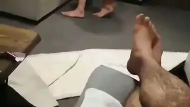 Cuckold sees his desi nude wife getting fucked by a servant