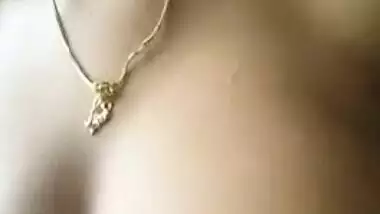 Desi man coaxes GF to film video in which she play with own XXX tits