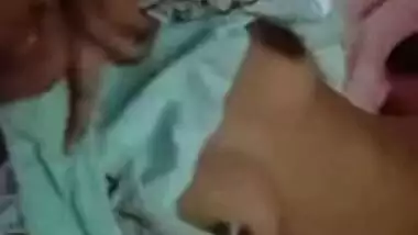 XXX selfie of young Desi woman who pulls nightgown up to show tits