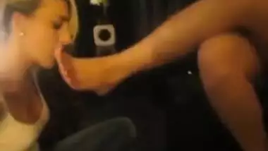 Wife and friends make white slut kiss feet