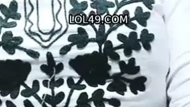 Desi girl in glasses plays with her soft boobs