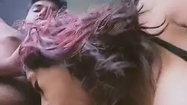 Red head girl blowjob with sharp boobs showing