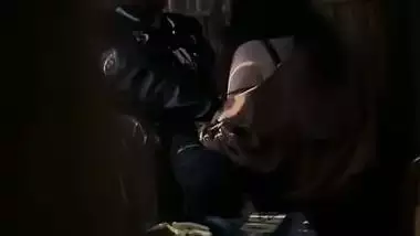 Lovers in restaurant having romance and GF sucking dick